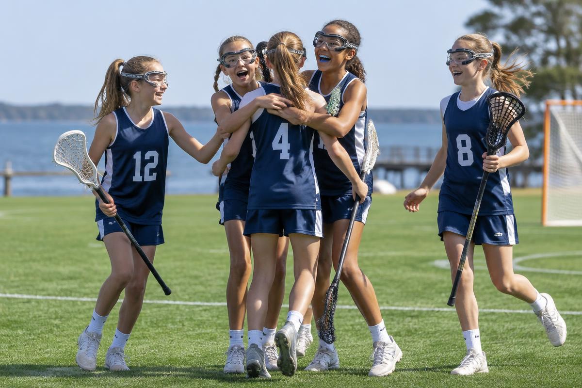Young Talbot-area lacrosse teammates celebrating